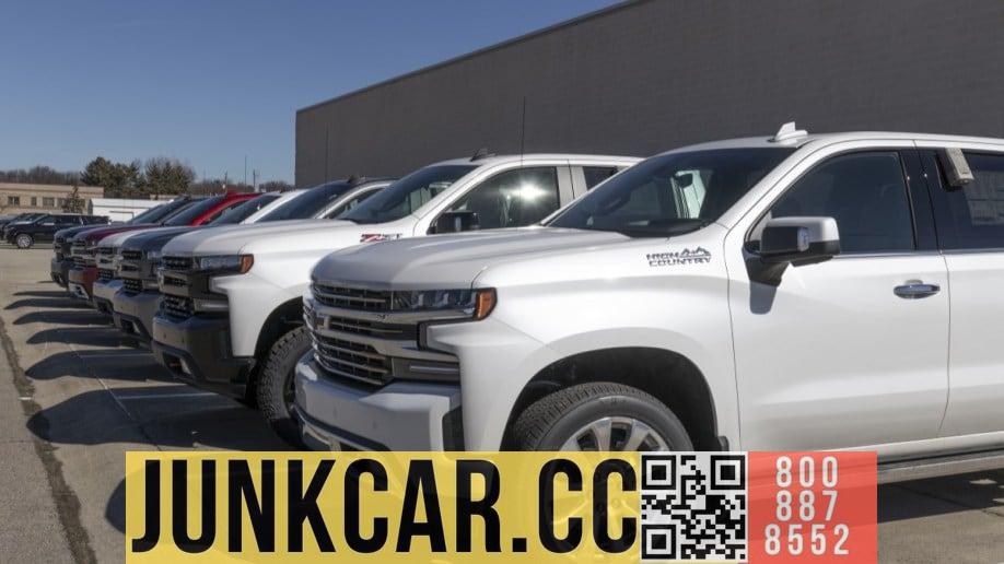 2023 Chevrolet Silverado pickup trucks lined up outside the factory