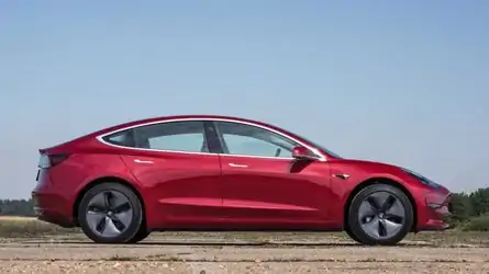 Tesla Model 3 Red Side View