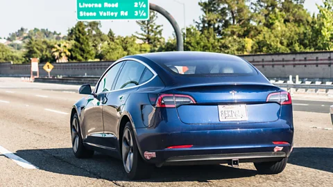 Alamy Tesla driving on the highway in Walnut Creek, California